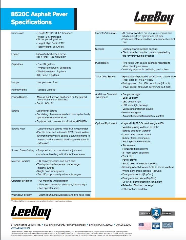 LeeBoy 8520 C Pavatoare asfalt