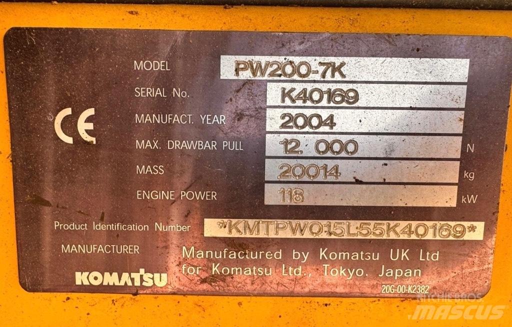 Komatsu PW 200-7K Excavatoare cu roti