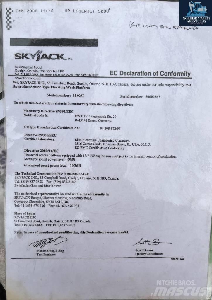 SkyJack 9250 Platforme foarfeca
