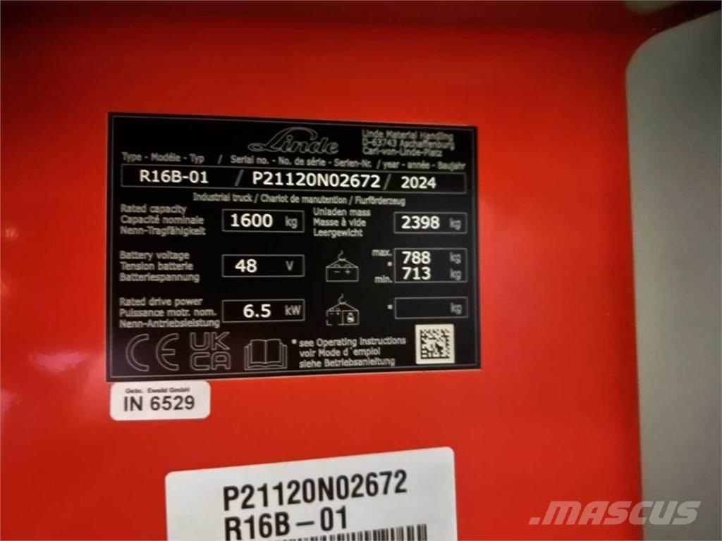 Linde R16B Stivuitor cu catarg retractabil