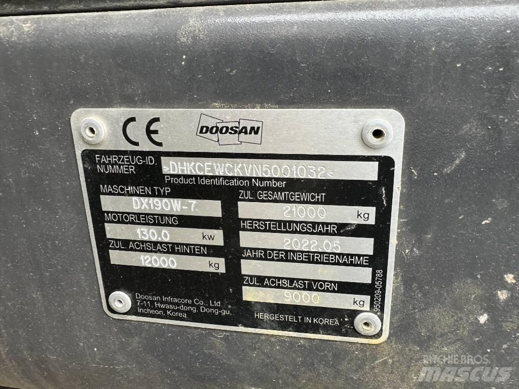 Doosan DX 190 W-7 Excavatoare cu roti