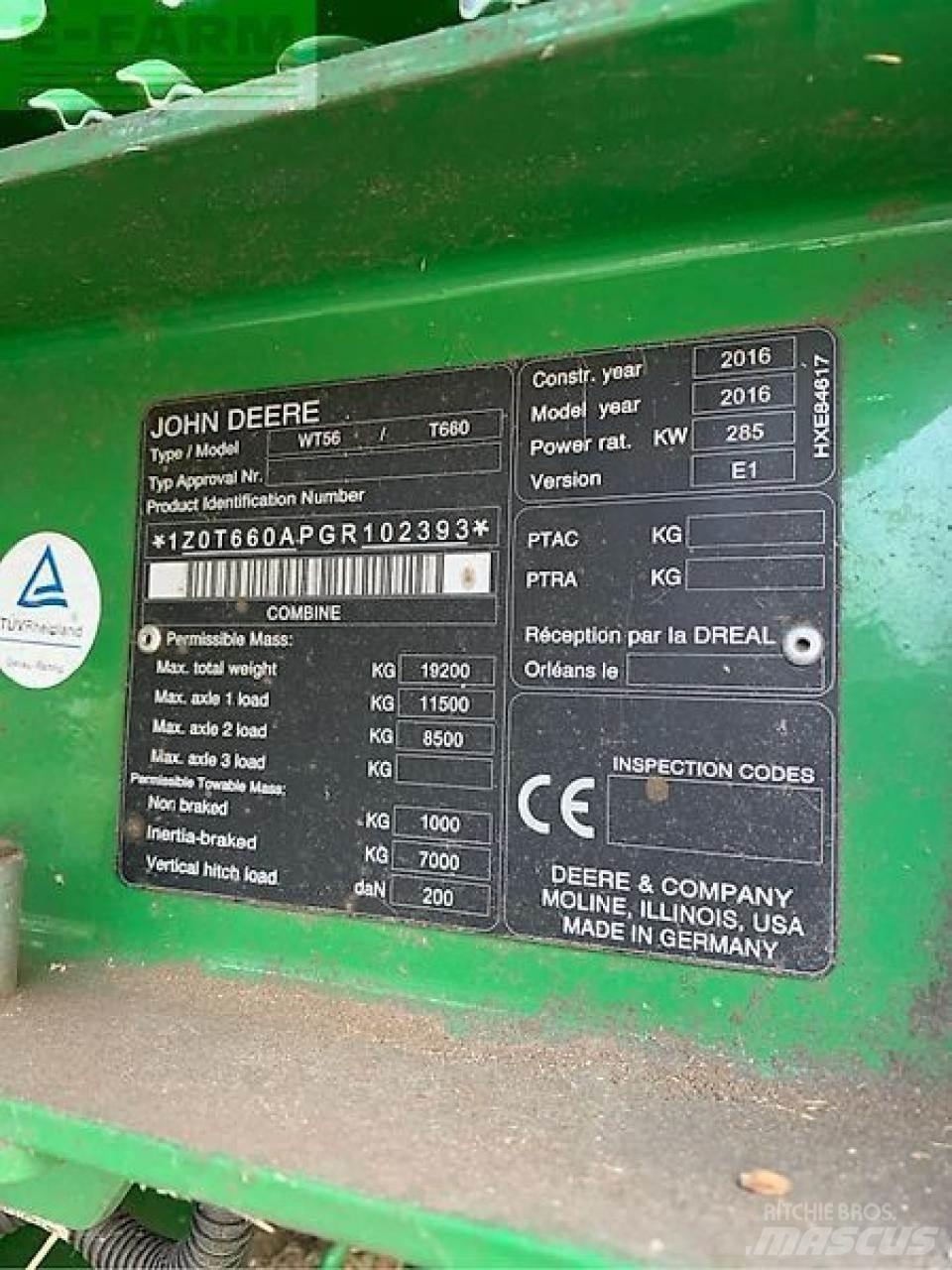 John Deere t660 Combine de secerat