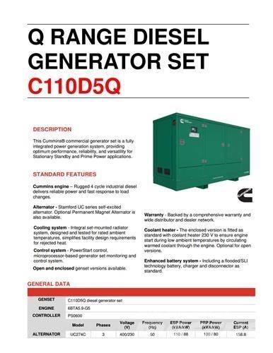 Cummins C110D5Q Generatoare Diesel