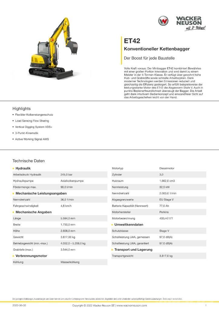 Wacker Neuson ET 42 Excavatoare pe șenile
