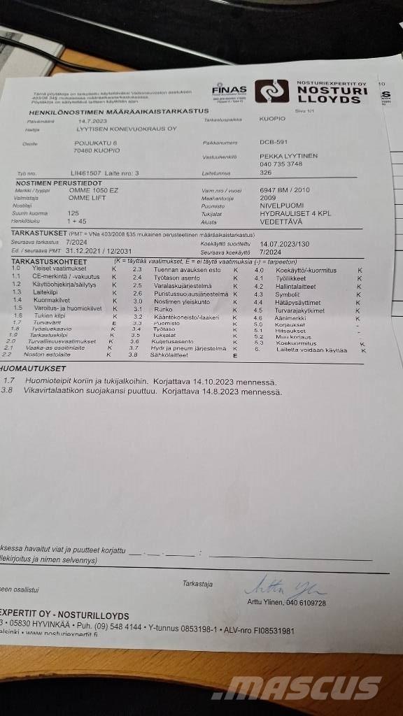 Ommelift 1050EZ Platforme aeriene montate pe remorca