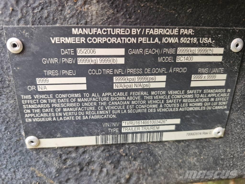 Vermeer BC1400 Masini de tocat lemn