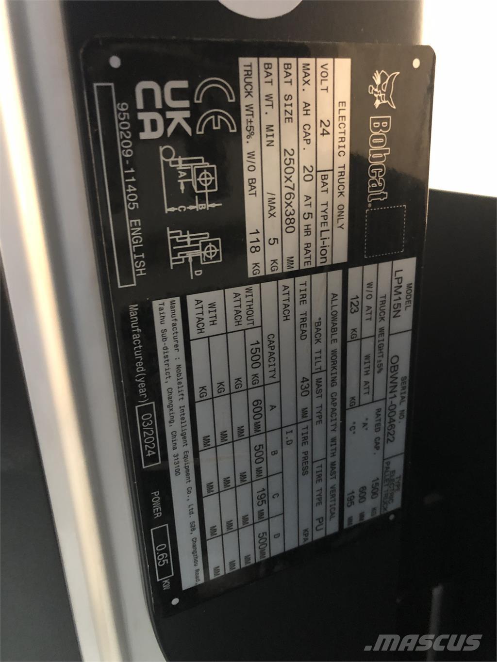 Bobcat LPM15N Transpaleta manuala