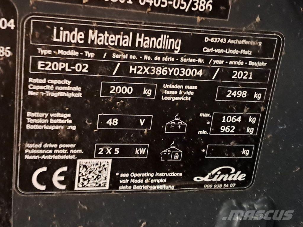 Linde E20PL-02 Stivuitor electric