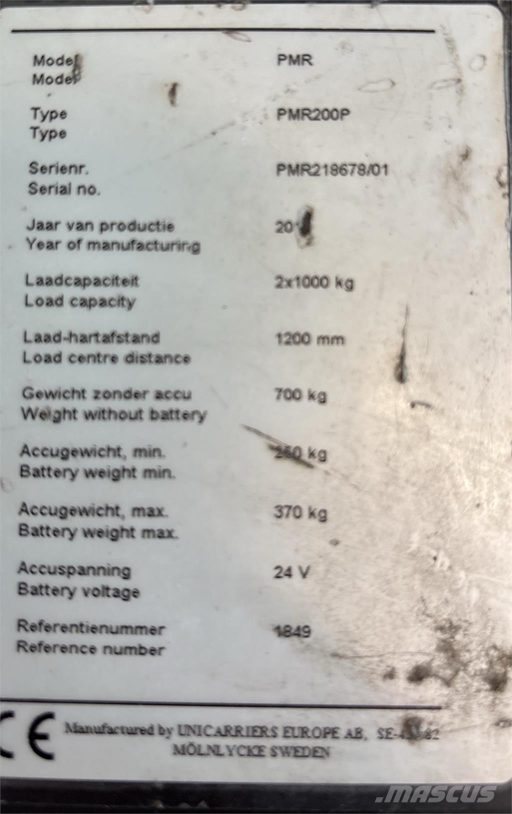 UniCarriers PMR200 Camioane cu platforma