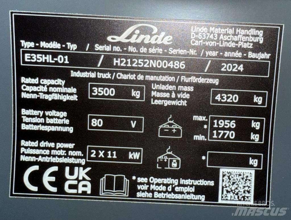 Linde E35HL/1252-01 Stivuitor electric