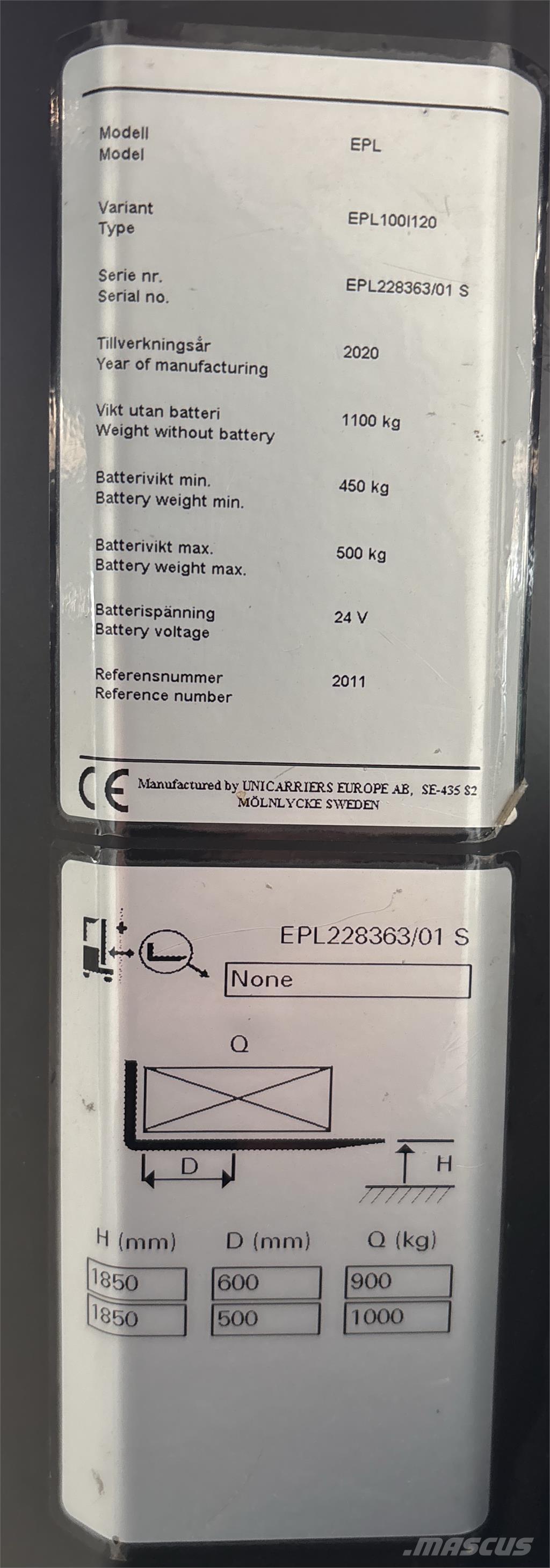 UniCarriers EPL100 Stivuitoare de micã inaltime pentu logistica