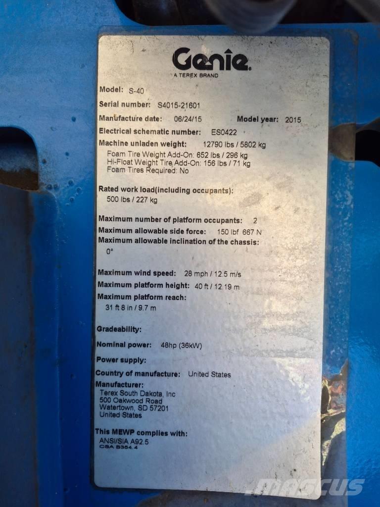 Genie S 40 Nacele cu brat telescopic
