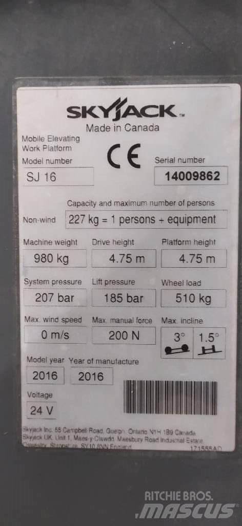 SkyJack SJ 16 Ascensoare verticale catarg