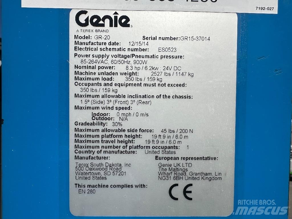 Genie GR 20 Ascensoare verticale catarg