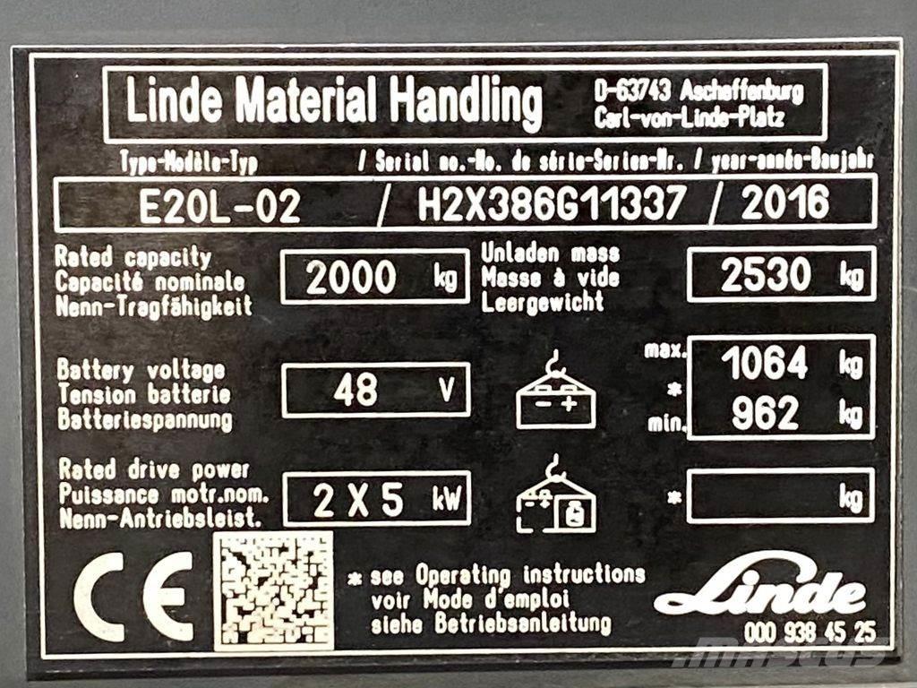 Linde E20L Stivuitor electric