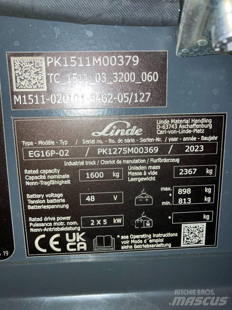 Linde EG16P/1275-02 Stivuitor electric