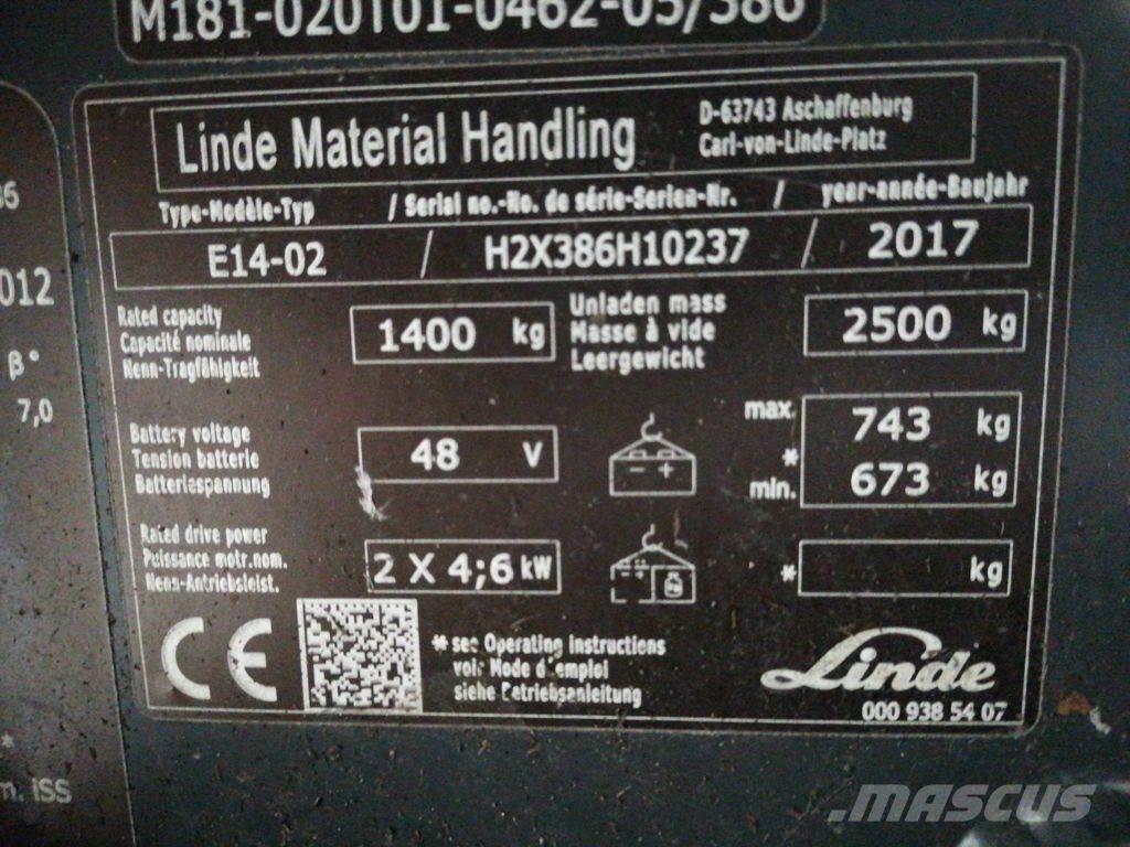 Linde E14-02 Stivuitor electric