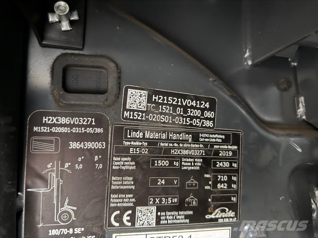 Linde E15 -02 Stivuitor electric