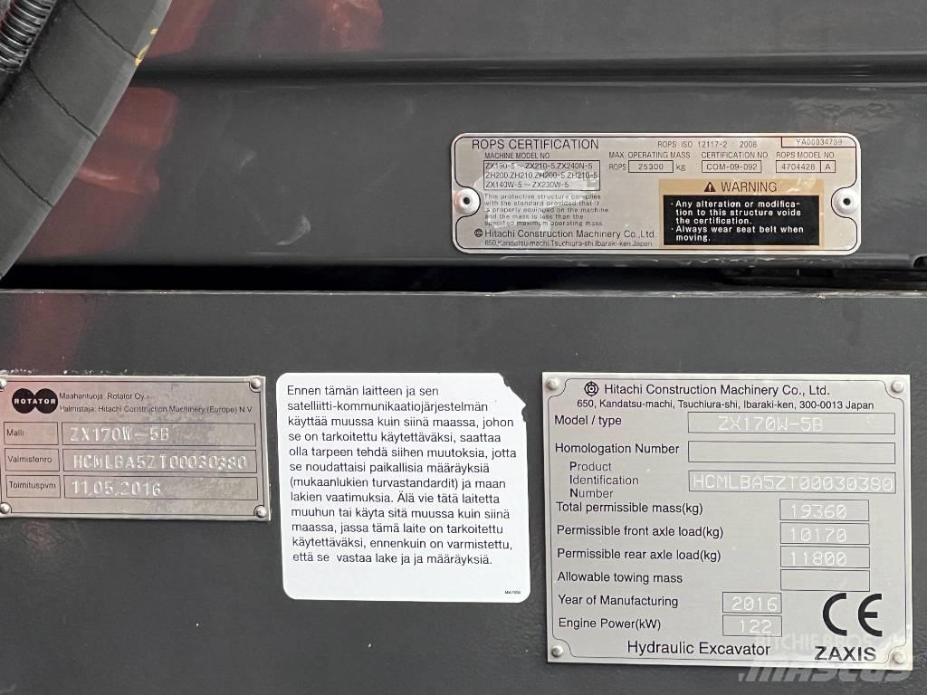 Hitachi ZX 170W-5B Excavatoare cu roti