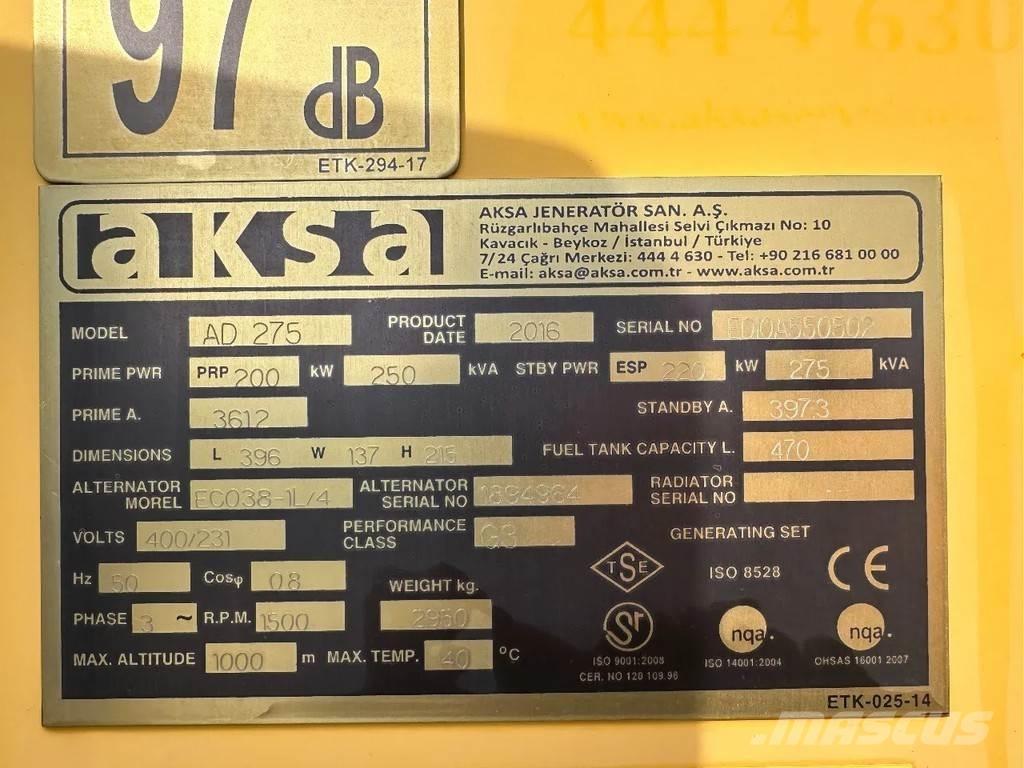 Doosan Aksa AD275 Alte generatoare