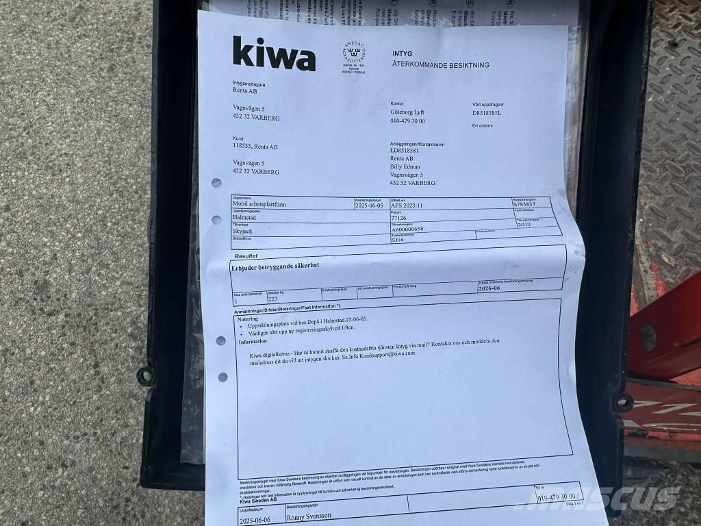 SkyJack SJ 16 Ascensoare verticale catarg