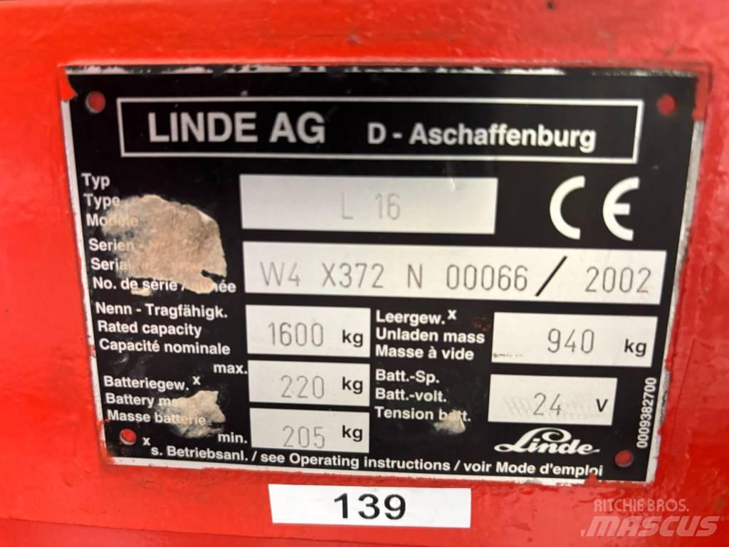 Linde L16 Transpaleta manuala
