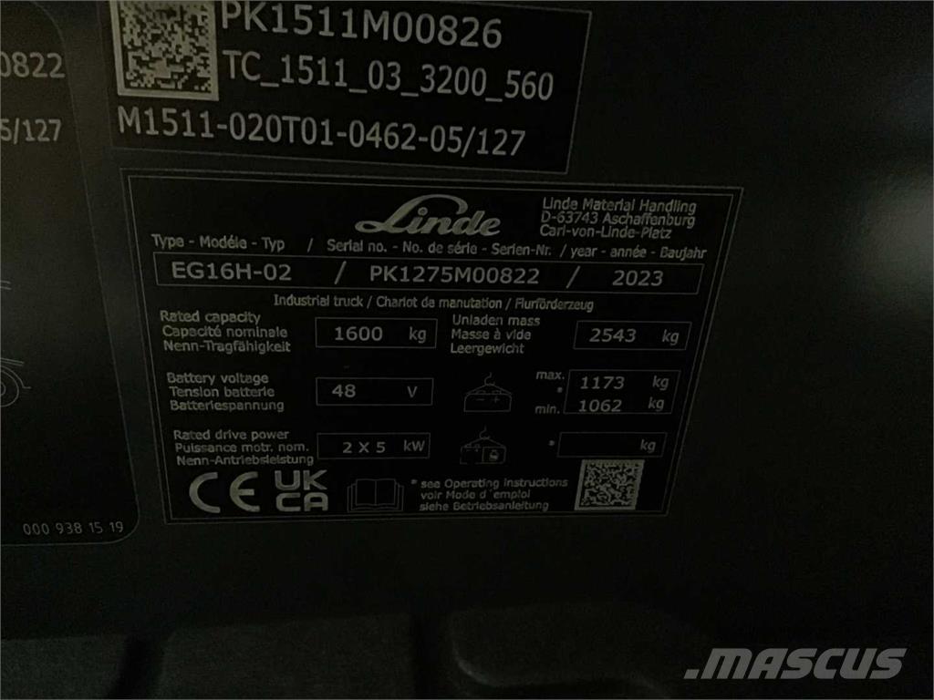 Linde EG16H Stivuitor electric