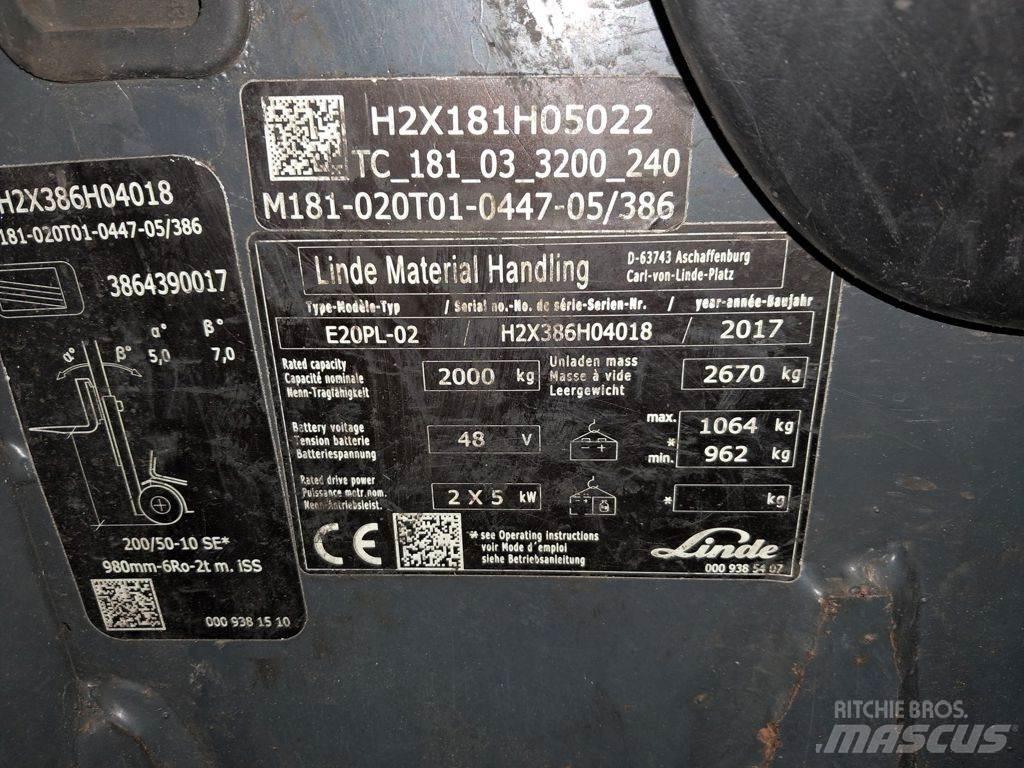 Linde E20PL-02 Stivuitor electric