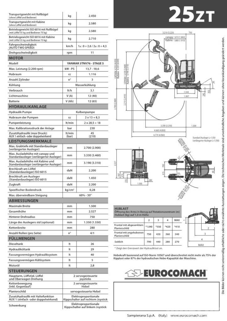 Eurocomach 25ZT 2,5 Mini excavatoare < 7t