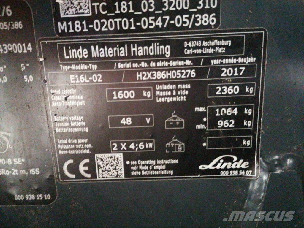 Linde E16L-02 Stivuitor electric