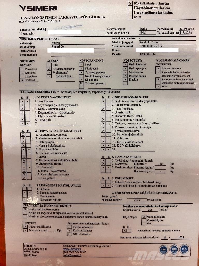 Snorkel tm 16E Platforme foarfeca