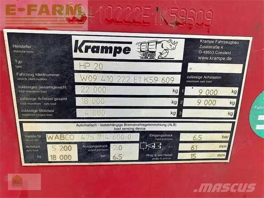 Krampe hp 20 Remorci cu scop general