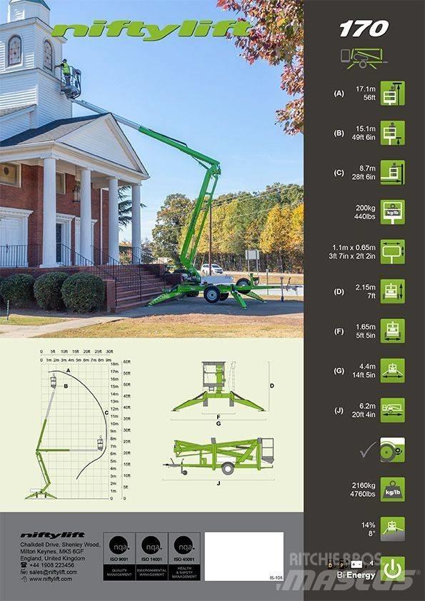 Niftylift 170 HACT Platforme aeriene montate pe remorca