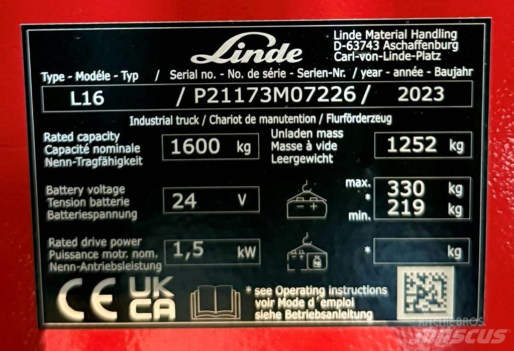 Linde L16/1173-01 Transpaleta manuala
