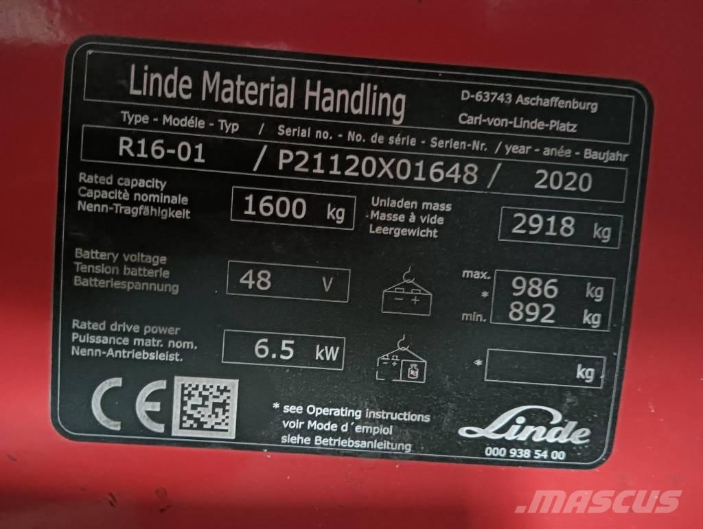 Linde R 16 Stivuitor cu catarg retractabil
