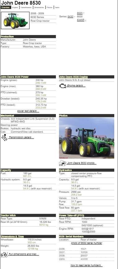 John Deere 8530 Tractoare