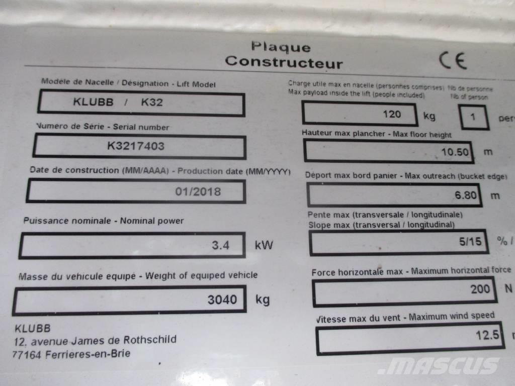 Klubb K32 Platforme aeriene montate pe camion
