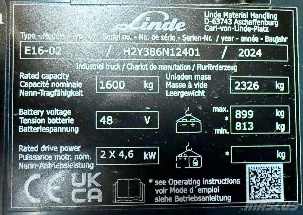 Linde E16/386-02 Stivuitor electric