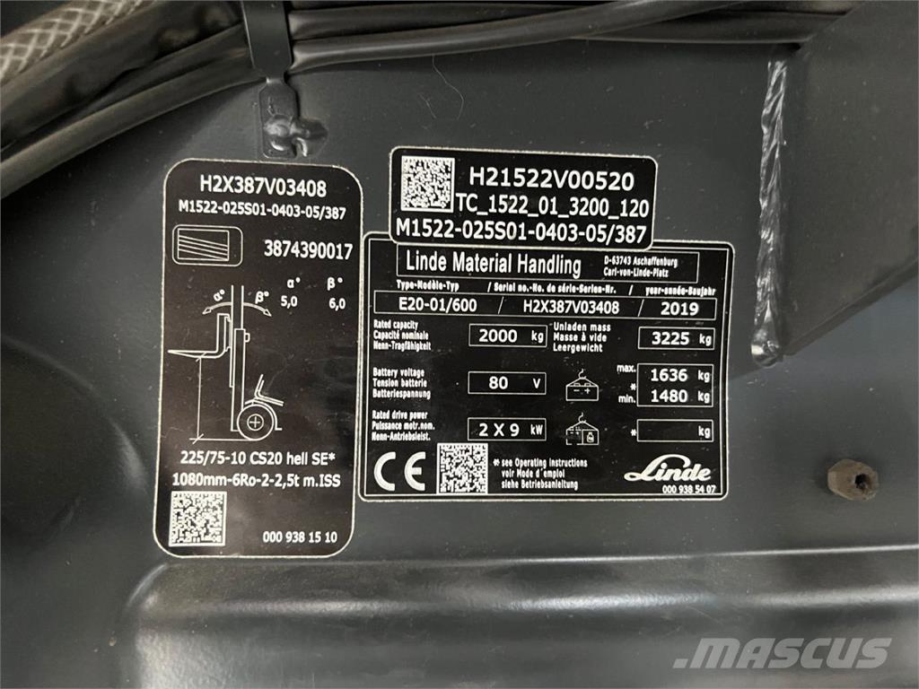 Linde E 20H-01/600 Stivuitor electric