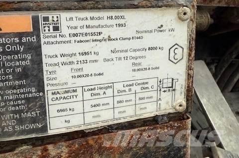 Hyster H 8.00 XL 5 Stivuitor diesel
