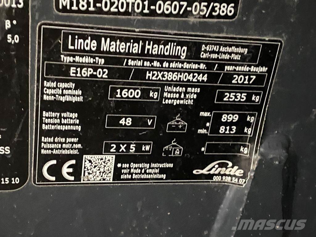 Linde E16P-02 Stivuitor electric