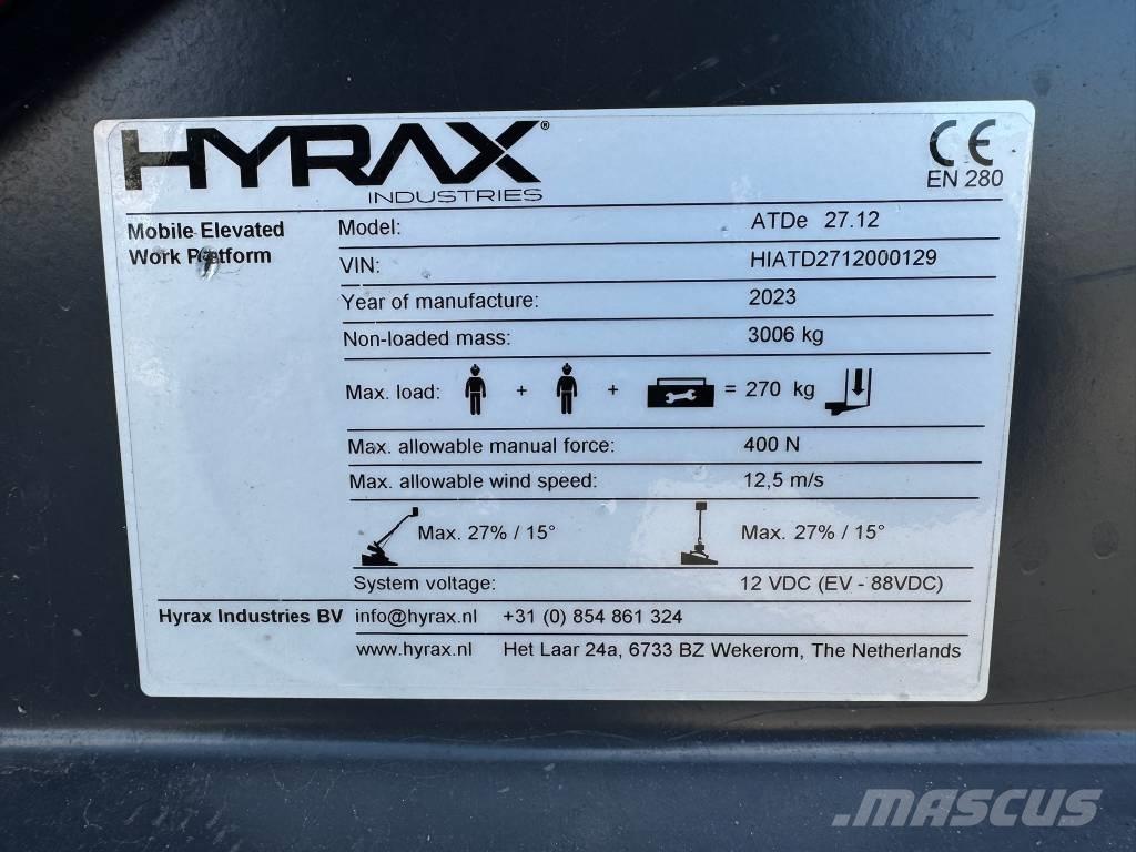 Hyrax ATDe 27.12 Nacele cu brat telescopic