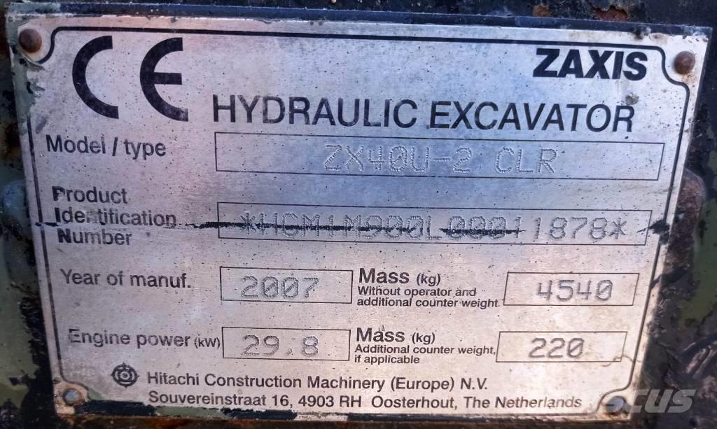 Hitachi ZX 40 U-2 Mini excavatoare < 7t