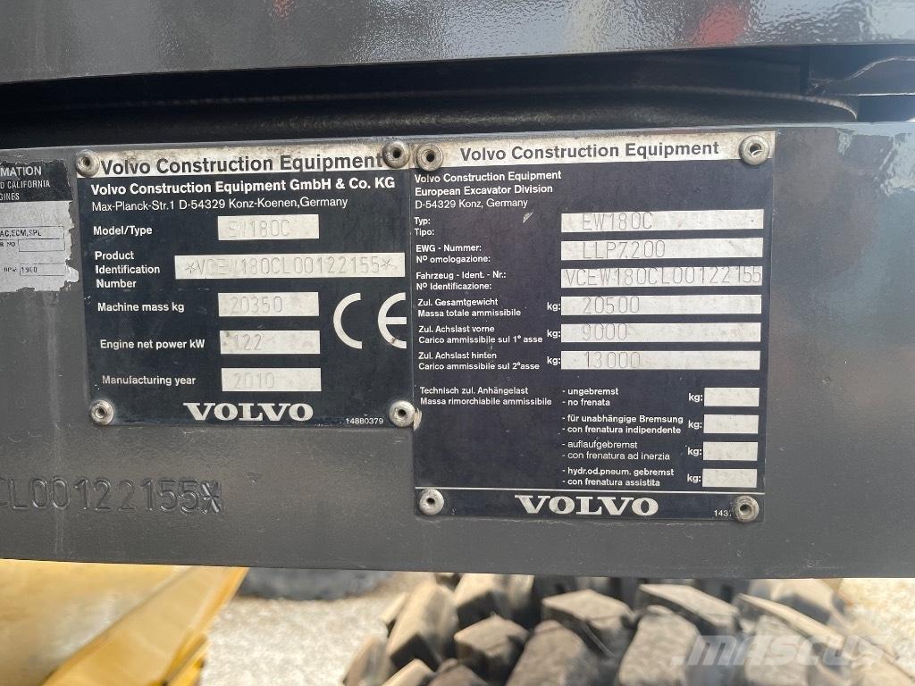 Volvo EW 180 C Excavatoare cu roti