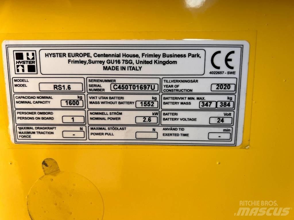 Hyster RS1.6 Transpaleti autopropulsanti