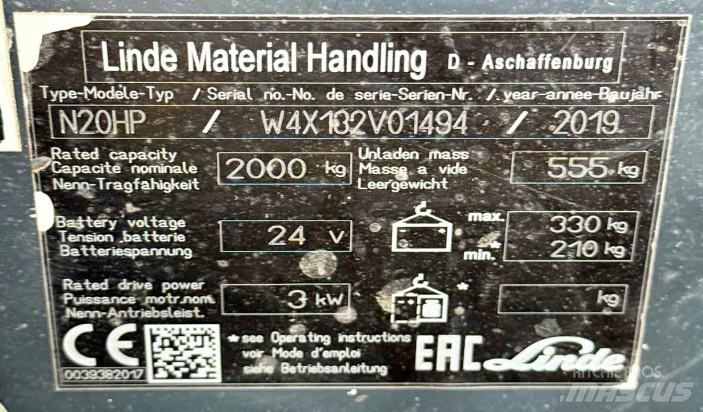 Linde N20HP/132 Stivuitoare de micã inaltime pentu logistica