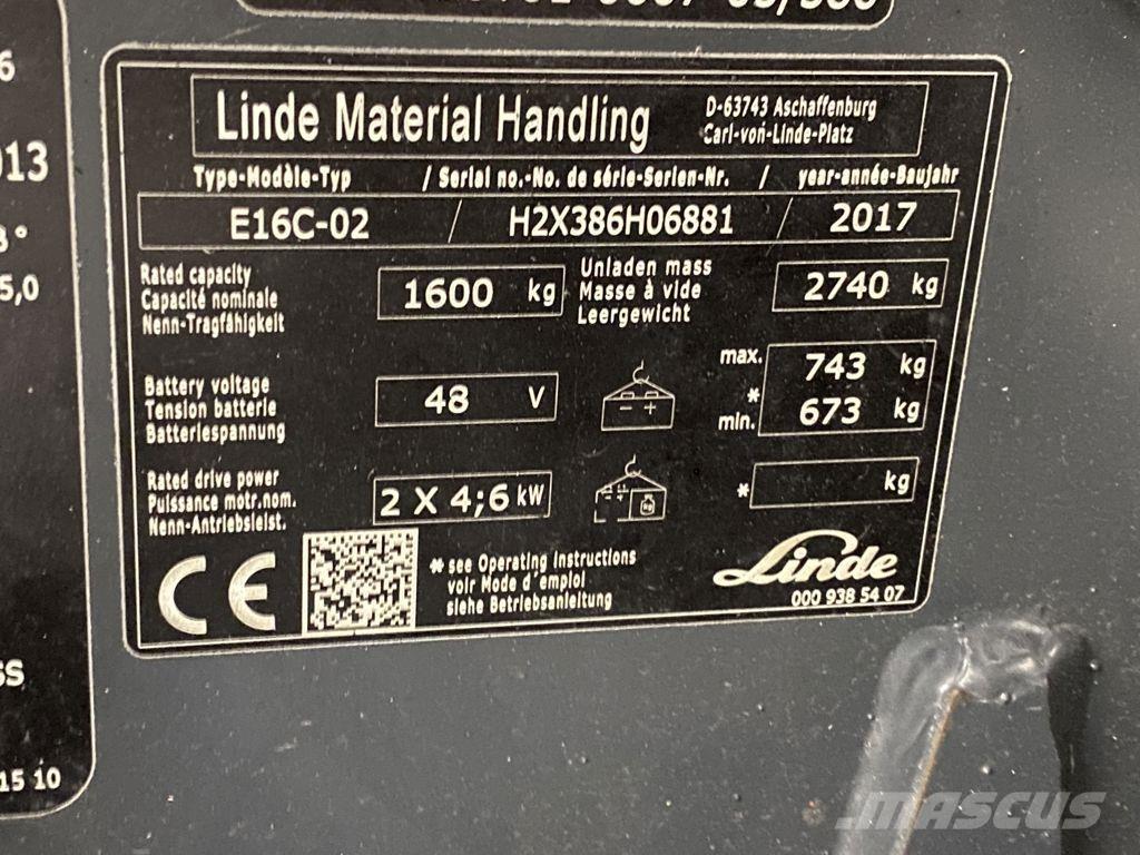 Linde E16C-02 Stivuitor electric