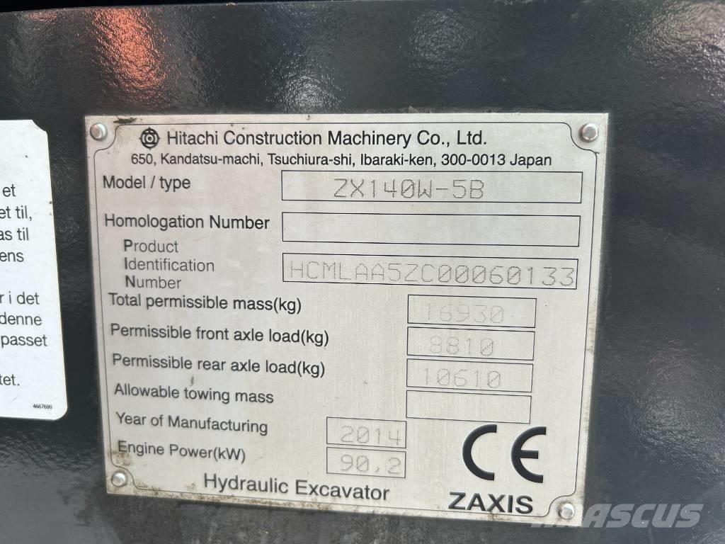Hitachi ZX140W-5B Excavatoare cu roti