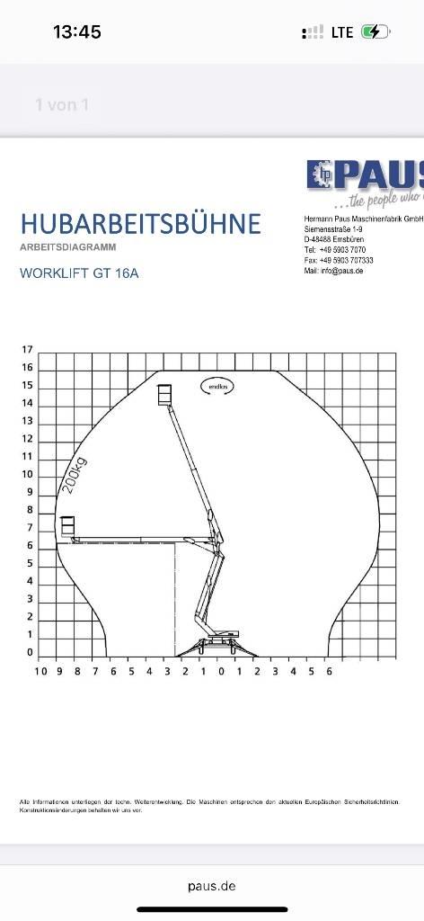 Paus GT 16 A Platforme aeriene montate pe remorca