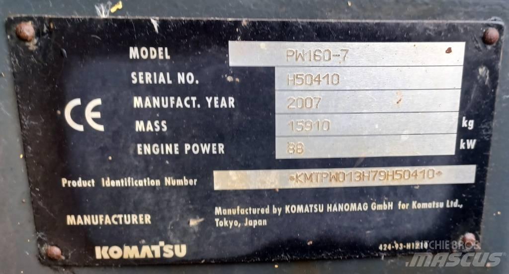 Komatsu PW 160-7 Excavatoare cu roti
